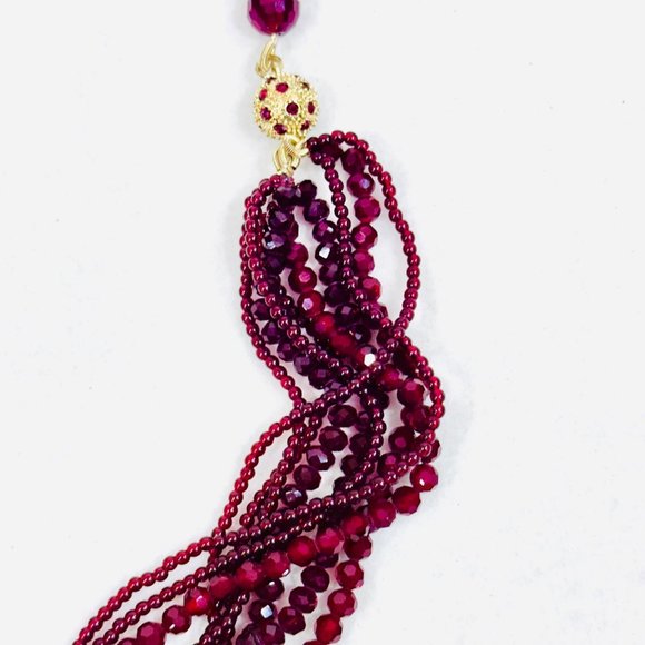 Vintage Multistrand Talbots Elegant Crystal Necklace Shades of Red - 34" - Picture 3 of 8